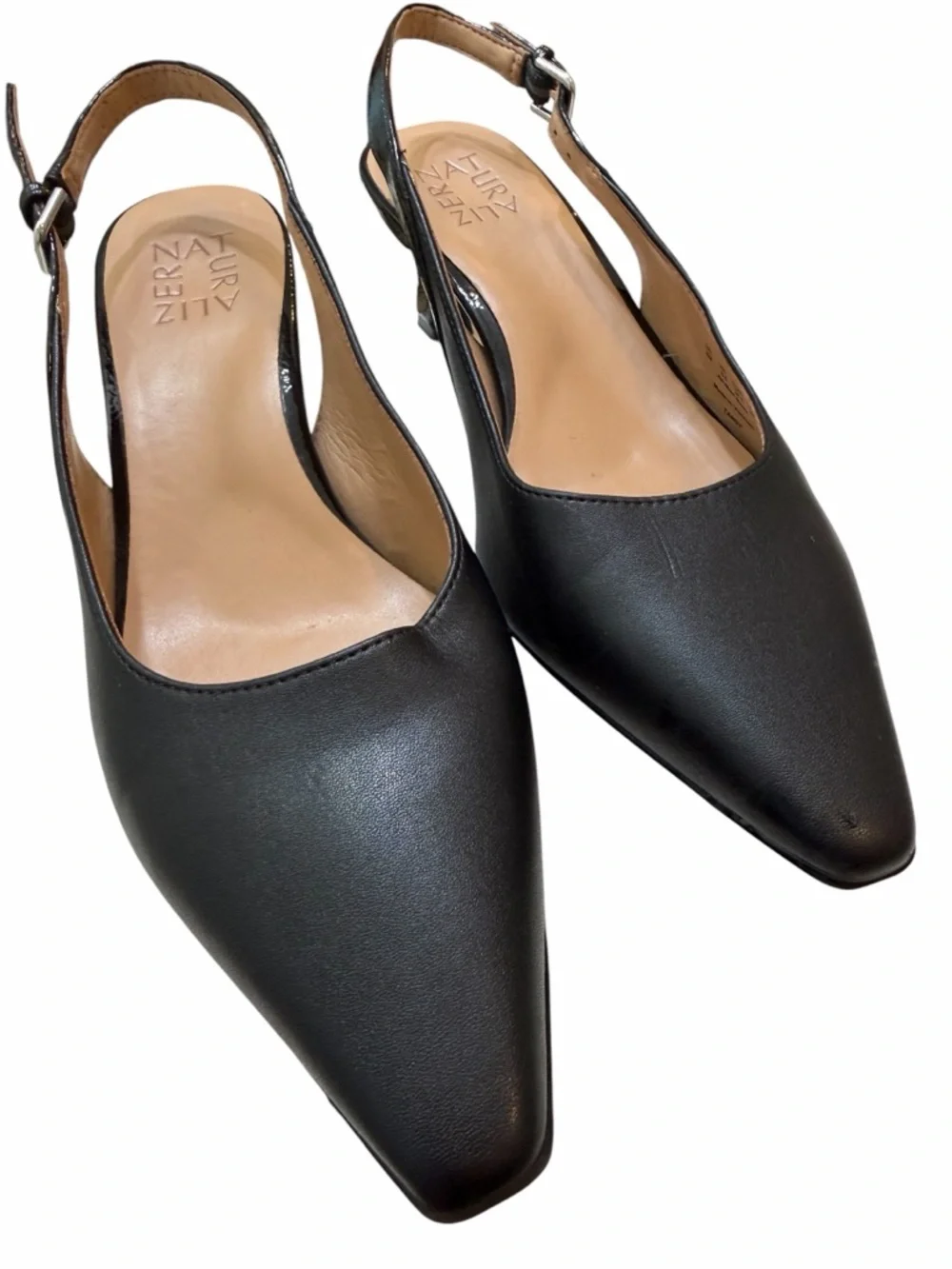 Naturalizer Black Slingback Heels Size 8 Pointed Toe Pumps Classic Career Shoes - Picture 6 of 10